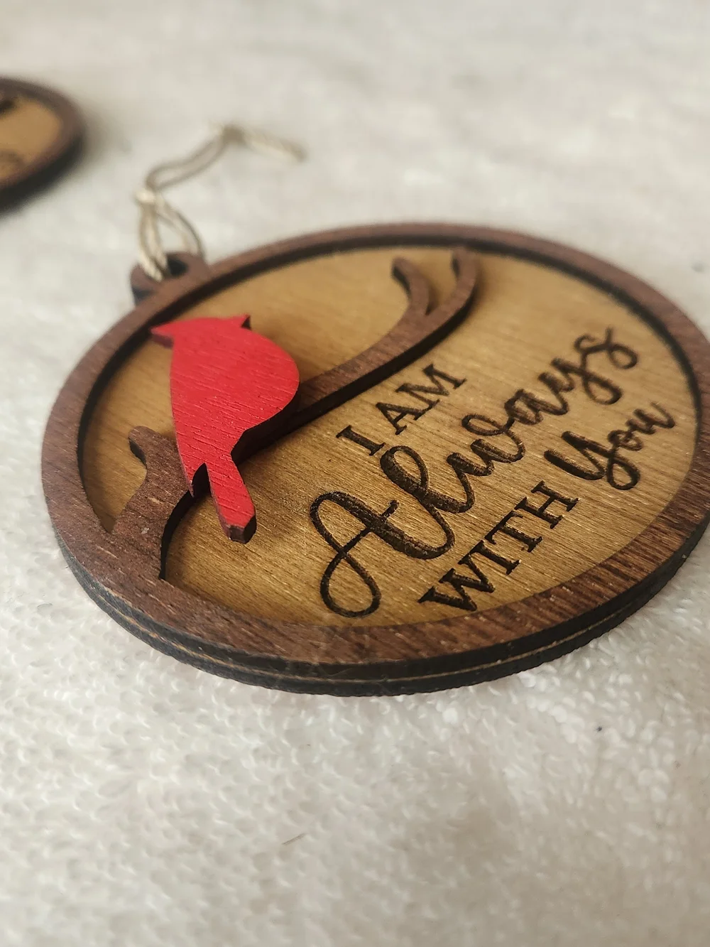 Laser Engraved Red Cardinal 'I Am Always With You' Hanging Ornaments 3